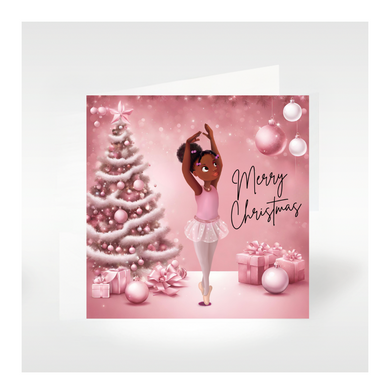 Nia Ballerina Christmas Card - En Pointe | Black Ballerina Greeting Card